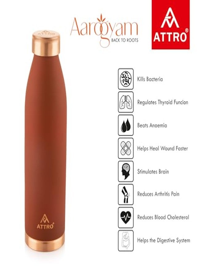 Attro Setu 1000ml Copper Bottle Matte Finish Authentic Bottle Improve Your Immunity, Brain, Nervous System & Healthy Skin Natural Ayurveda Benefits-Rust Orange - Image 4